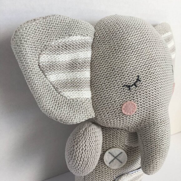 Living Textiles Grey Theodore Elephant Knit Plush Stuffed Animal Baby Toy - Picture 3 of 11